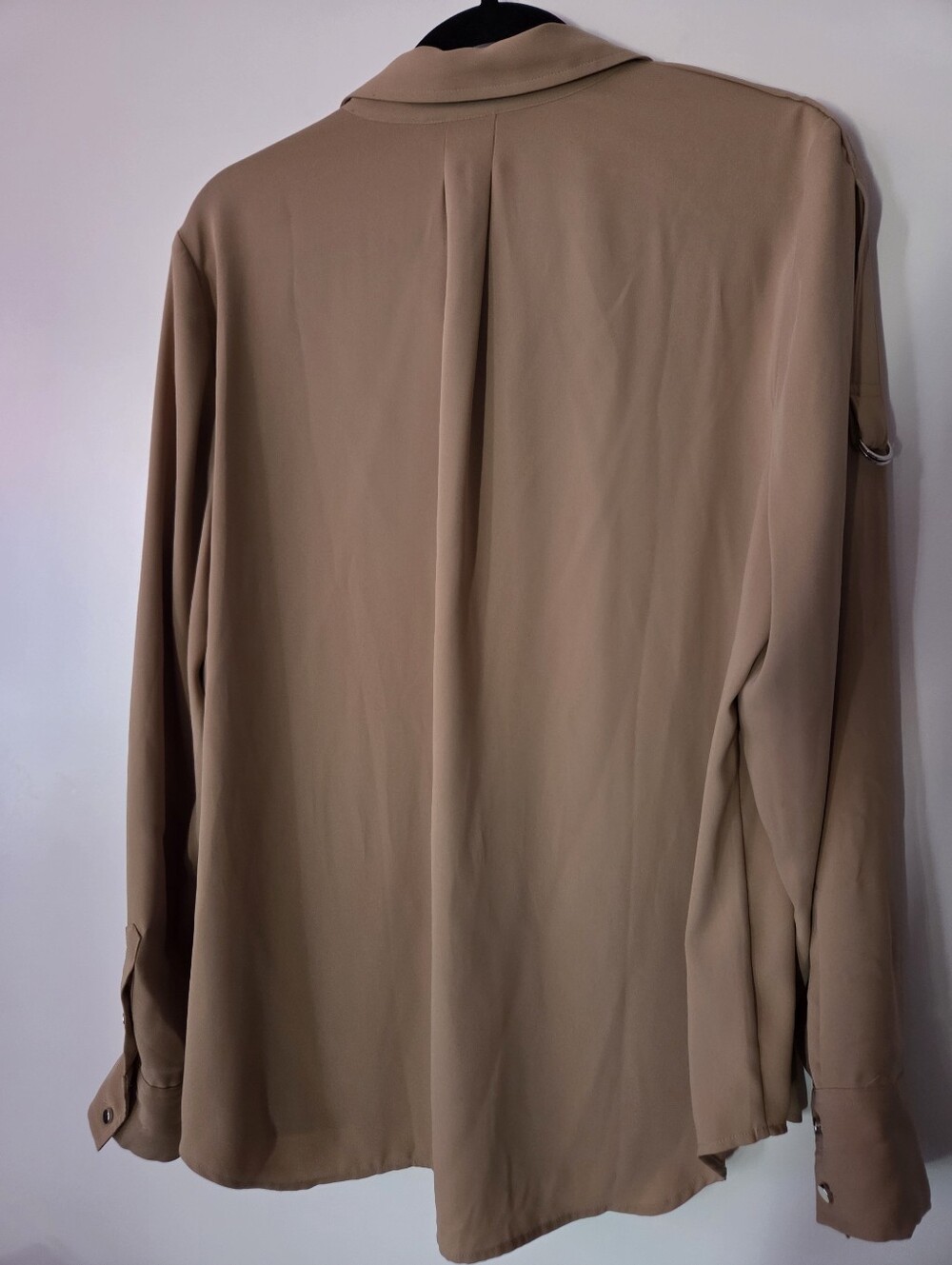 White House Black Market Tan Button-Down Utility Blouse - Picture 2 of 5